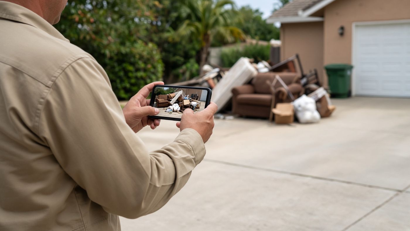 Texting Fred a photo of a junk pile for a guaranteed price quote