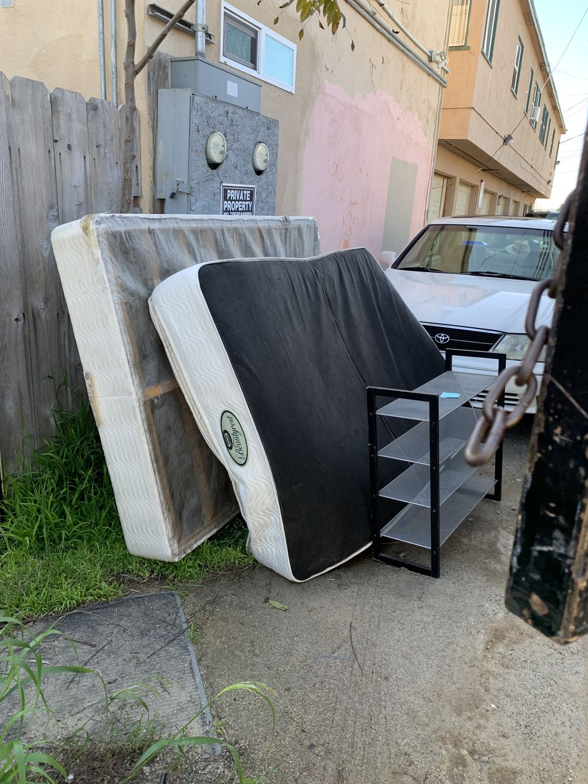 Mattresses staged for legal disposal in La Jolla, San Diego